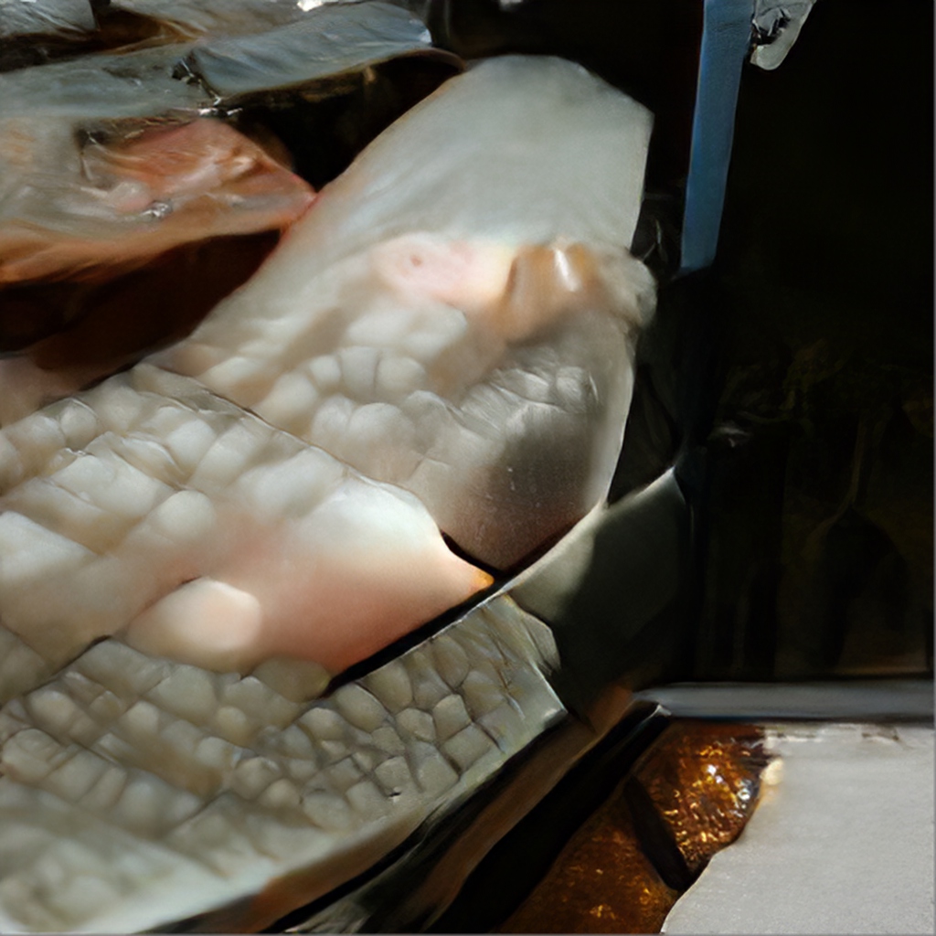 Figure 2 : CHATONSKY, Gregory. <em>Mue</em>. 2018. Série de productions visuelles explorant les limites des modèles génératifs en créant délibérement des situations d'échec. Il extrait alors des artefacts de génération marqués par une imprécision formelle issus des processus d'interpolation.